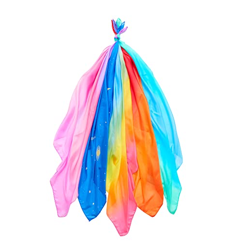 Sarah's Silks Set of 5 Enchanted Playsilks - 100% Silk Play Scarves for Kids and Toddlers | Bright Colored 35' Large Square Scarves Perfect for Dance, Imaginative and Pretend Play