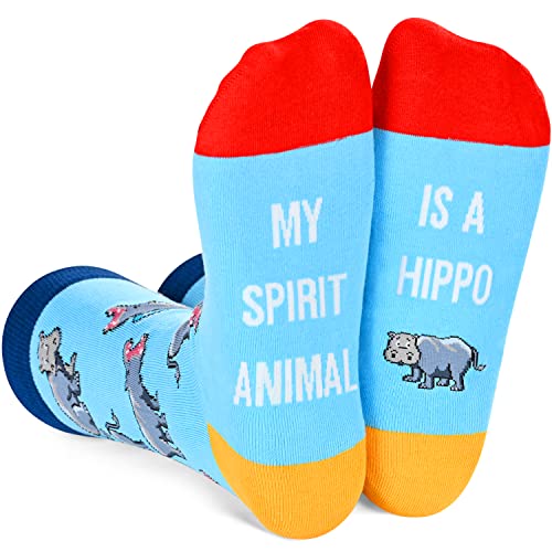 HAPPYPOP Funny Socks for Men Women Crazy Socks, Hippo Gifts Ocean Gifts, Hippo Socks Hippopotamus Socks Unisex Animal Socks