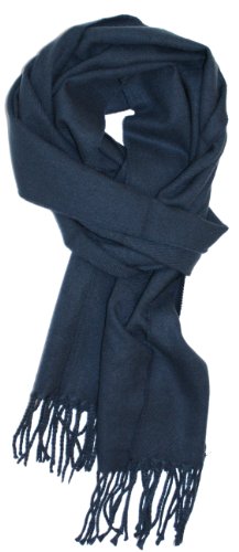 LibbySue-Solid Color Cashmere Feel Winter Scarf (Marine Blue)