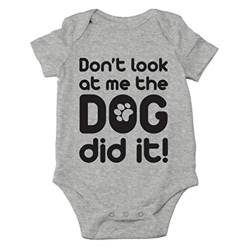 AW Fashions Don't Look At Me, The Dog Did It! - Paw Best Friends - Funny Infant One-piece Baby Bodysuit (6 Months, Sports Grey)