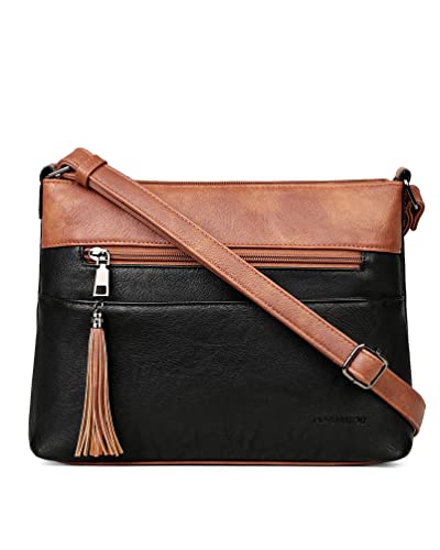 MASINTOR Crossbody Bags for Women, Lightweight Medium Crossbody Purse, Soft Leather Women's Shoulder Handbags with Tassel for Shopping or Travel