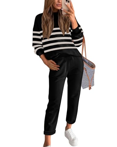 ETCYY NEW Women's Sweater Sets 2 Piece Outfits Lounge Sets with Knit Sweater Tops and Sweatpants