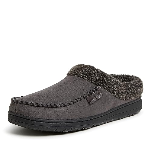 Dearfoams mens Indoor/Outdoor Breathable Memory Foam Clog Offered in Wide Widths Slipper, Pavement, Large Wide US