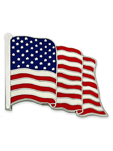 PinMart American Flag Lapel Pin – Made in the USA - Nickel Plated Enamel Pin – Patriotic Waving United States Country Pin for Coats, Suit Jackets and Lanyards