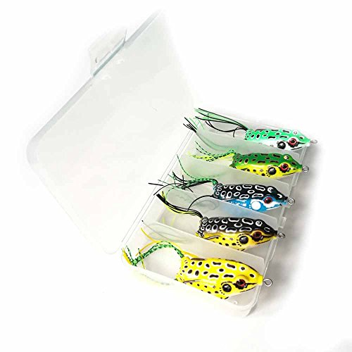 LENPABY 5pcs Frog Lure Ray Frog Topwater Fishing Crankbait Lures/Artificial Soft Bait 5.5CM 8G Soft Tube Bait,Especially for Bass Snakehead,Freshwater Soft Bai Musky Tackle Box Spitted weedless bas