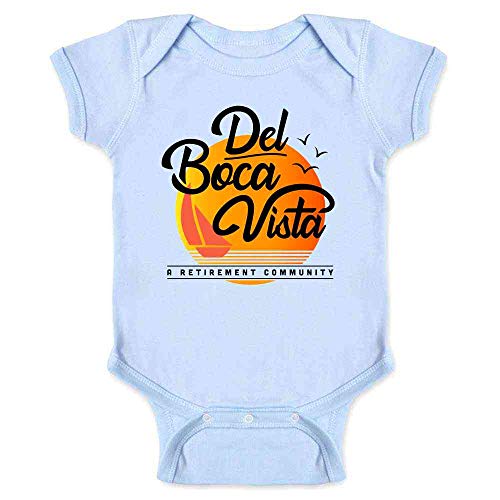 Pop Threads Del Boca Vista Retirement Community 90s Graphic Infant Baby Boy Girl Bodysuit Light Blue 6M