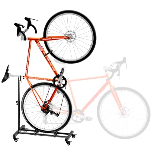 Sttoraboks Vertical Bike Stand, Freestanding Indoor Bike Storage Rack Upright Bicycle Floor Stand Indoor Bike Holder with Adjustable Height for Garage & Apartment - for Wheels Sizes up to 29”