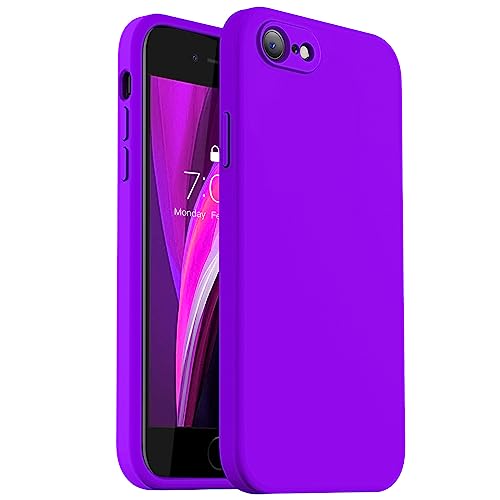 Vooii for iPhone SE Case 2022/3rd/2020,iPhone 8/7 Case, Upgraded Liquid Silicone with [Square Edges] [Camera Protection] [Soft Anti-Scratch Microfiber Lining] Phone Case for iPhone SE - Neon Purple