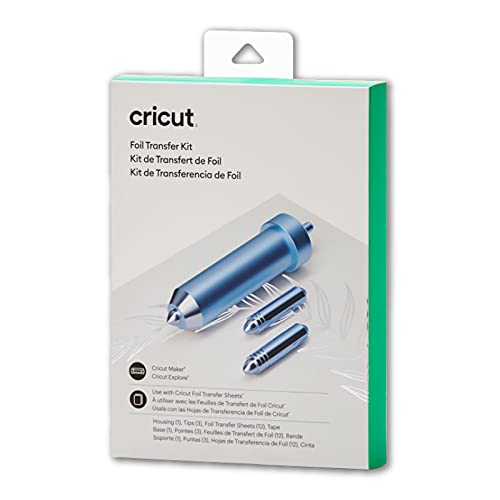 Cricut Foil Transfer Kit, Includes 12 Foil Transfer Sheets, 3 Cricut Tools in 1 with Interchangeable Tips (Fine, Medium & Bold), Tool Housing & Adhesive Tape, For Cricut Maker & Explore Machines