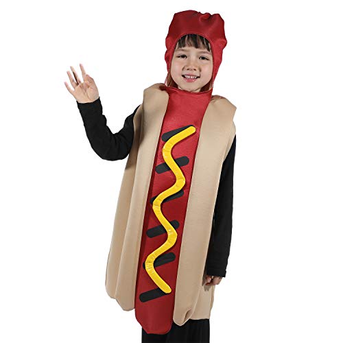 SPUNICOS Unisex Kids Hot Dog Costume Fit for Children's Ages 6-10years