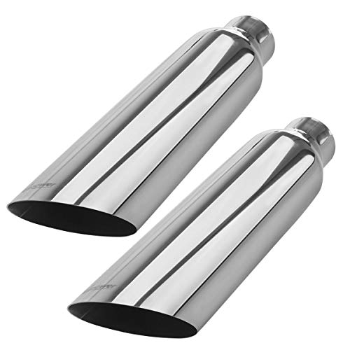 Upower 2 PCS 2.5' to 4' Exhaust Tips 18' Long Stainless Steel Weld-On Exhaust Tail Pipe