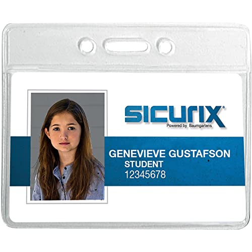 Sicurix Badge Holder, Horizontal, 2-1/2 x 3-1/2, Clear, 12/Pack (BAU67810)