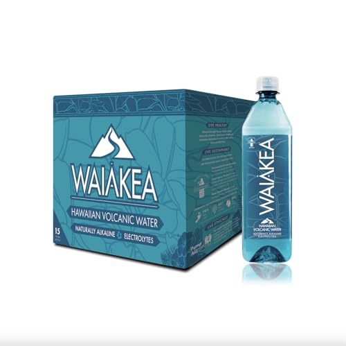 Waiakea Naturally Alkaline Hawaiian Volcanic Water, Natural Electrolytes & Minerals, 700mL, 23.7 Fl Oz (Pack of 15)
