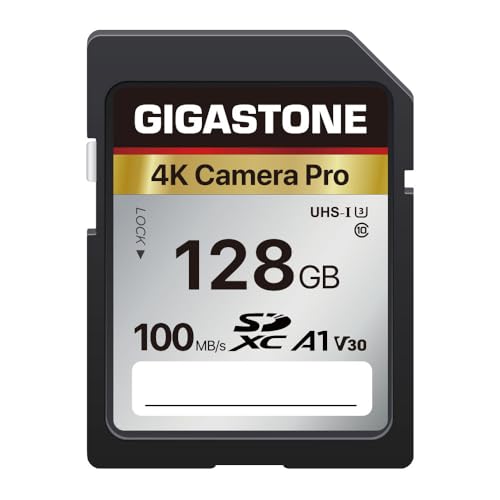 Gigastone 128GB SD Card V30 SDXC Memory Card High Speed 4K Ultra HD UHD Video Compatible with Canon Nikon Sony Pentax Kodak Olympus Panasonic Digital Camera, with 1 Mini case