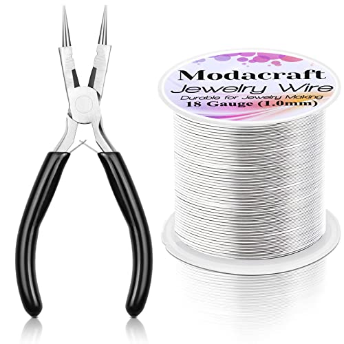 18 Gauge Silver Jewelry Wire with 4 in 1 Plier modacraft 65FT Christmas Ornaments Crafts Wire 1 MM Tarnish Resistant Copper​Beading Wire for Jewelry Making Supplies Indoor Christmas Decorations