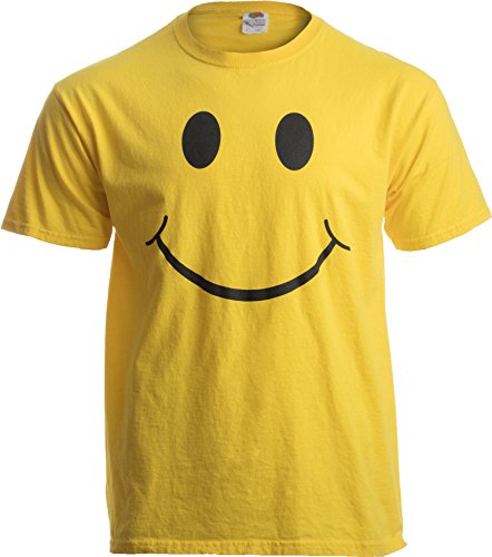 Ann Arbor T-shirt Co. Smile Face | Cute, Positive, Happy Smiling Face Unisex Tee for Men or Women-XL Yellow