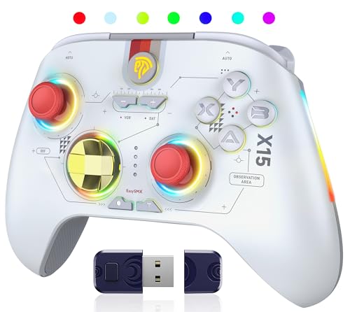 EasySMX X15 PC Controller - Enhanced Wireless Bluetooth Controller with Hall Joysticks/Hall Triggers/RGB Lighting - No Stick Drift, No Dead Zone - Work for Windows PC, Android, Steam and Switch