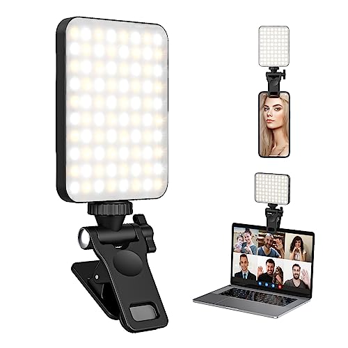 XINBAOHONG Rechargeable Selfie Light, Clip Fill Light for Phone Laptop Tablet Portable Light for Video Conference Live Streaming Zoom Call Makeup Picture (Black)