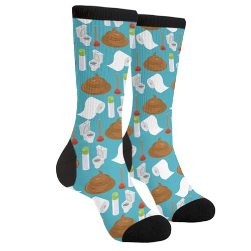 Jinjinkiang Cute Toilet Paper Plunger Poop Unisex Casual Funny Novelty Crew Socks Gifts For Men Women