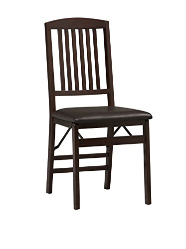 Linon Triena Mission Back Set of 2 Folding Chair, 17' w x 20' d x 36' h, Brown