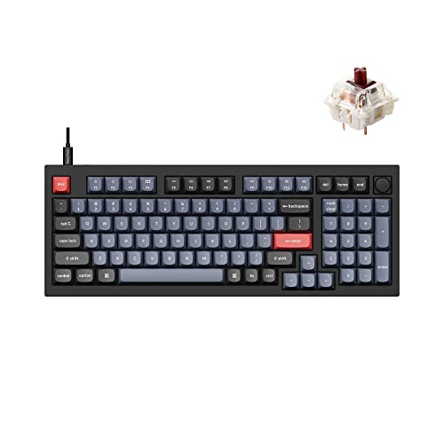 Keychron Q5 Wired Custom Mechanical Keyboard Knob Version, 96% Layout QMK/VIA Programmable Macro with Hot-swappable Gateron G Pro Brown Switch Double Gasket Compatible with Mac Windows Linux (Black)