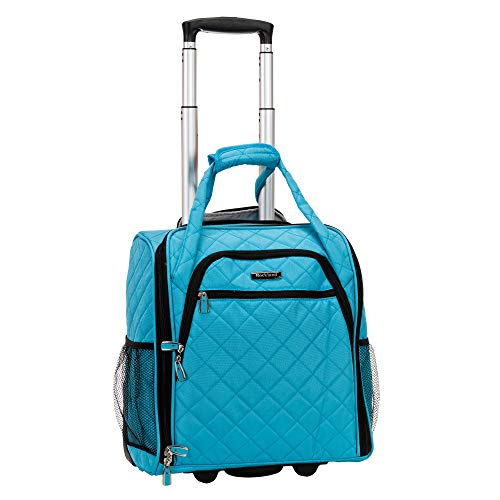 Rockland Melrose Upright Wheeled Underseater Carry-On Luggage, Turquoise, 15-Inch