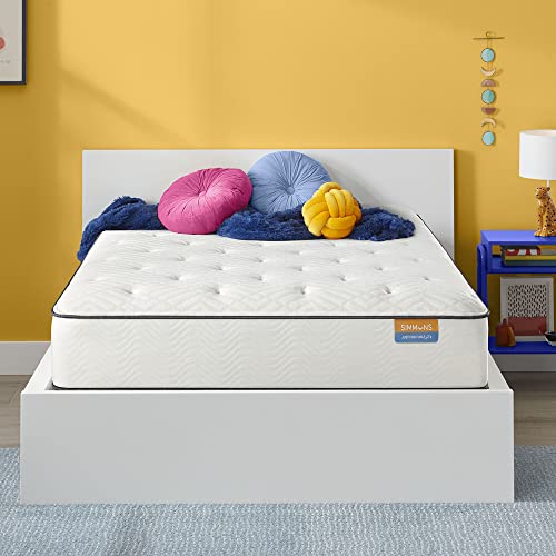 Simmons Dreamwell Collection, 13.75 Inch Americus Queen Size Traditional Mattress, Plush Feel, White, Gel Foam, Innerspring, Supportive, Cooling, CertiPUR-US Certified