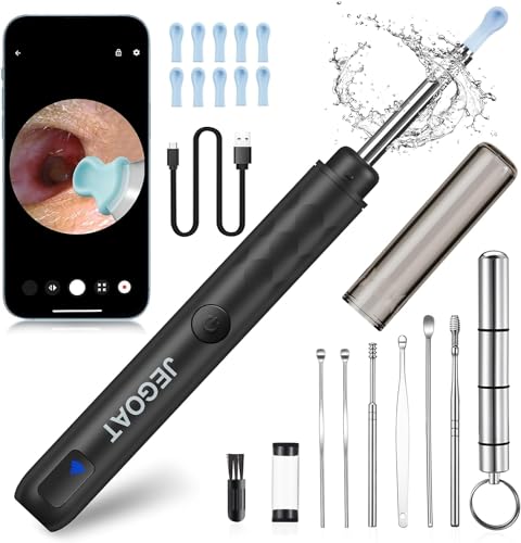 Ear Wax Removal Tool Camera, Ear Cleaner with Camera, Ear Cleaning Kit 1296P HD Ear Scope, 6 LED Lights and 10 Ear Picks, Earwax Removal with Otoscope to Earify Earwax for iOS and Android
