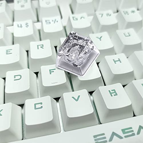 staol Keycaps, Resin Keycaps OEM Profile for Mechanical Keyboard Transparent Silver Foil for Key Gaming Personalized Keyc