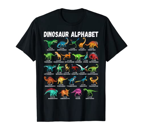 Types Of Dinosaurs Alphabet A-Z ABC Dino Identification T-Shirt