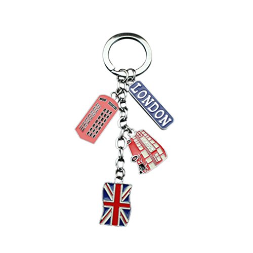 LUOEM London Keychains UK Souvenir Key Rings Metal Keychain Union Jack Flag Keyring Car Keyring Bag Phone Charms