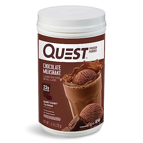 Quest Nutrition Chocolate Milkshake Protein Powder, 22g Protein, 2g Net Carbs, 1g Sugar, Low Carb, Gluten Free, 1.6 Pound, 24 Servings