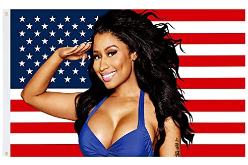 Nicki Minaj Flag Nic-ki Min-aj American Flag Vivid Colors Double Stitched and 2 Brass Grommets 3x5 FT Banner