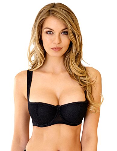 Rosme Womens Balconette Bra with Padded Straps, Collection Grand, Black, Size 36B