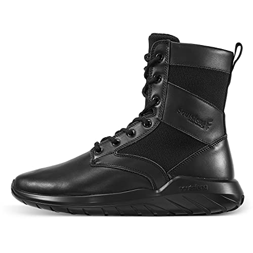 Soulsfeng Men's Tactical Boots Lightweight Breathable Military Combat Boots with Side Zipper Hiking Work Boots for Women Black Size EUR 40