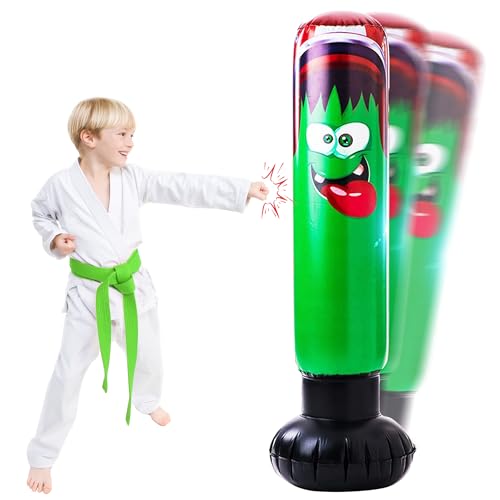 Atlasonix Punching Bag for Kids 3-5 5-10 8-12 Monster Green - Inflatable Karate Boxing Toys for Boys Training Sport Birthday Gift