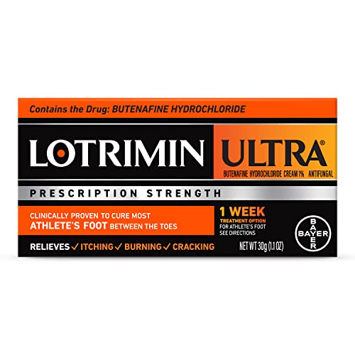 Lotrimin Ultra 1 Week Athlete's Foot Treatment - Antifungal Cream with Butenafine Hydrochloride 1% for Rapid Relief from Ringworm and Foot, 1.1 Ounce (30 Grams) (Packaging May Vary)