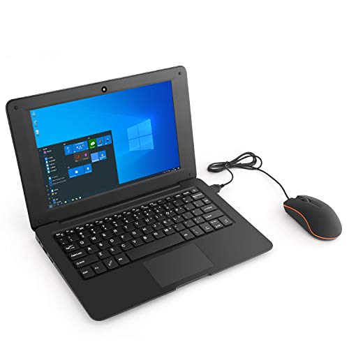Goldengulf Portable 10.1 Inch Online Learning Computer Laptop Windows 10 OS Preinstalled Quad Core 32GB Netbook HDMI Webcam Office Netflix YouTube (Black)