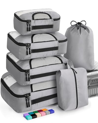 Veken 6 Set of Various Size Packing Cubes for Travel, Suitcase Organizer Bags Set with Shoe Bag, Luggage Organizer for Travel Accessories Travel Essentials