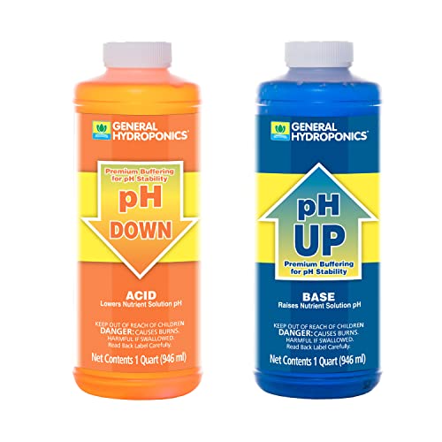 General Hydroponics pH Up and pH Down Liquids - Stabilize Nutrient pH in Hydroponics, 1 qt. Bottles