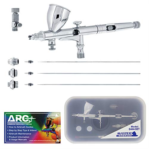 Master Airbrush G444-SET High Precision Detail Control Dual-Action Gravity Feed Airbrush Professional Set and Includes ARC Link Card