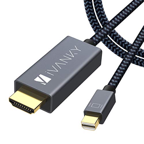 IVANKY Mini Displayport to HDMI Cable 10ft [Nylon Braided, Aluminum Shell] Mini DP to HDMI Cable for MacBook Air/Pro, Surface Pro/Dock, Monitor, Projector, More - Space Grey