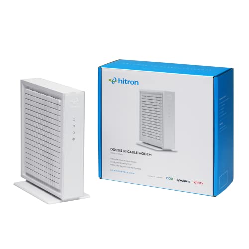 Hitron CODA56 Multi-Gigabit DOCSIS 3.1 Modem | Pairs with Any WiFi Router or Mesh WiFi | Certified with Xfinity, Charter Spectrum, Cox | 10x Faster Than DOCSIS 3.0 | 2.5 Gbps Ethernet Cable Modem