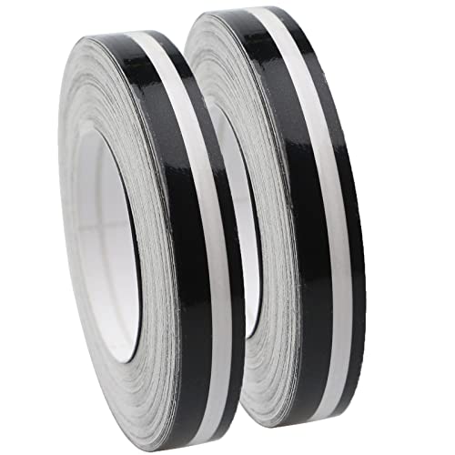 Eastyard 2 Rolls 33Ft (9.8m) Pinstripe Solid Pinstriping Tape Vinyl Car Decal Sticker Glossy 5mm + 2mm (White/Black/Grey/Red/Silver/Blue/Gold) Auto Car Pinstripe Tape (Black)