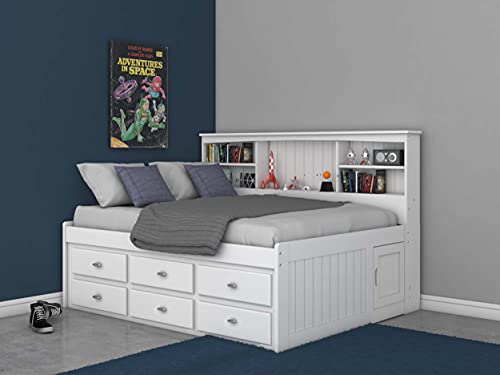 Discovery World Furniture Full Bookcase Daybed with 6 Drawers White