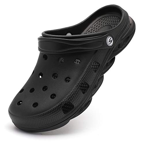 HOBIBEAR Unisex Garden Clogs Shoes Slippers Sandals for Women and Men Black,Women 12.5/Men 11