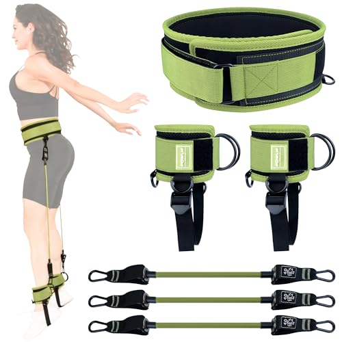 POWLIF Vertical Jump Trainer, Vertical Trainer with 3 Resistance Bands, Vertical Trainer for Basketball/Football/Volleyball/Boxing/Running (Green)