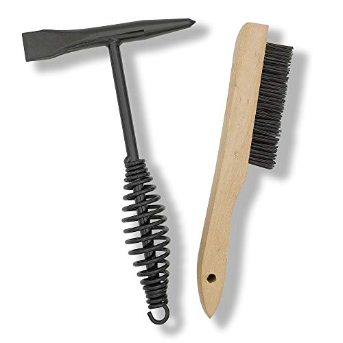 VASTOOLS Welding Chipping Hammer with Coil Spring Handle,10.5',Cone and Vertical Chisel/ 10' Wire Brush(Free), Black