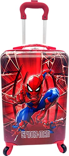 Fast Forward Kids Licensed Hard-Side 20” Spinner Luggage Lightweight Carry-On Suitcase (Spiderman - 2)