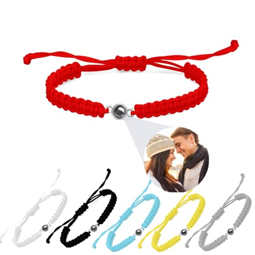 Custom Bracelet With Picture Inside, Picture Bracelet Personalized Photo Projection Bracelet,Circle Memory Bracelet With Picture Customize Wear Felicity Photo Bracelet Memorial Gifts (Rope bracelet)